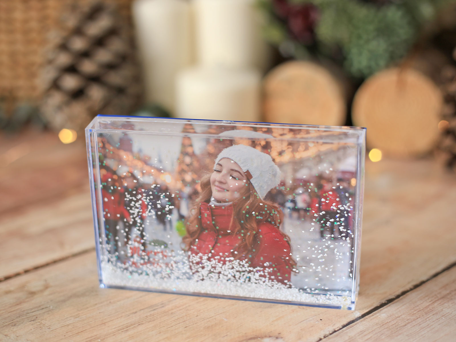 Bloque de nieve Bloque de metacrilato relleno con nieve