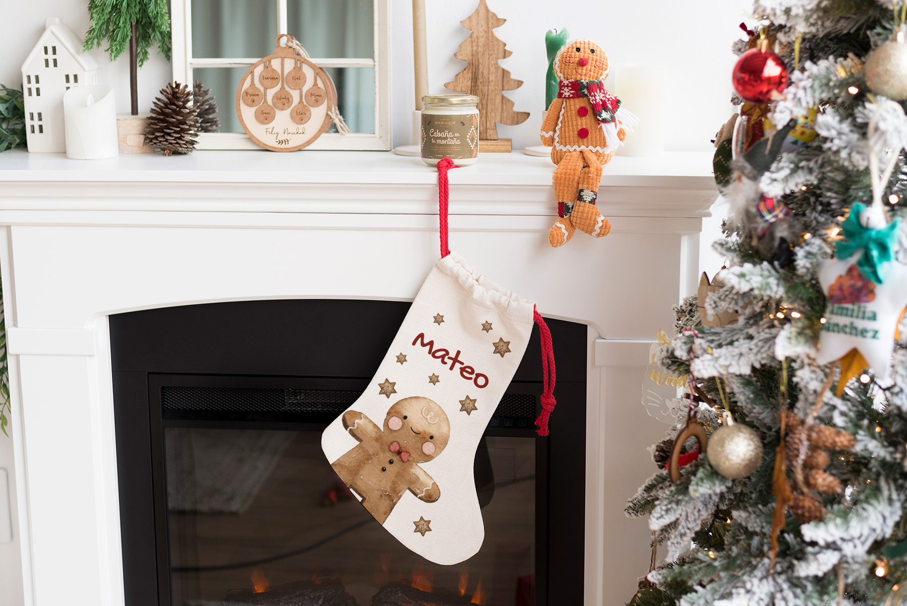 bota navidad personalizada 6 bota de navidad personalizada con nombre y diseño de galleta de muñeco de jengibre
