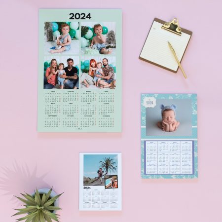 Calendario póster grande (30x45 cm), mediano (20x30 cm.) y pequeños (15x20 cm.)
