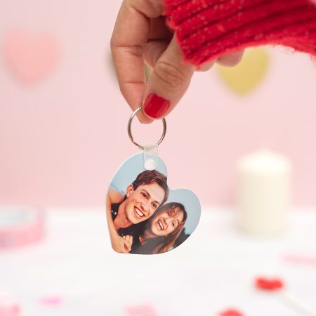 Llavero de corazón personalizado con fotos, diseño o texto