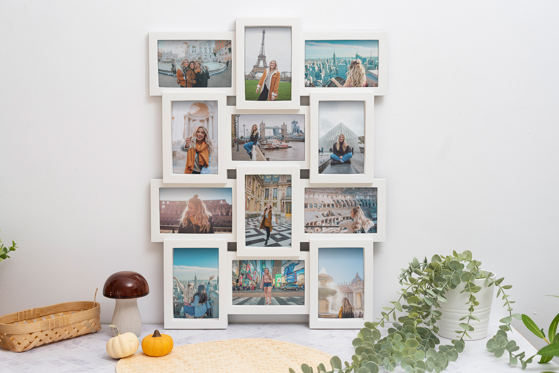 marco multiple topic 12 Marco múltiple Topic de 12 fotos tamaño 10x15 cm. en color blanco para colgar