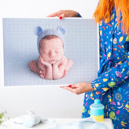 Puzzle personalizado enmarcado de 500 piezas con moldura de aluminio blanca